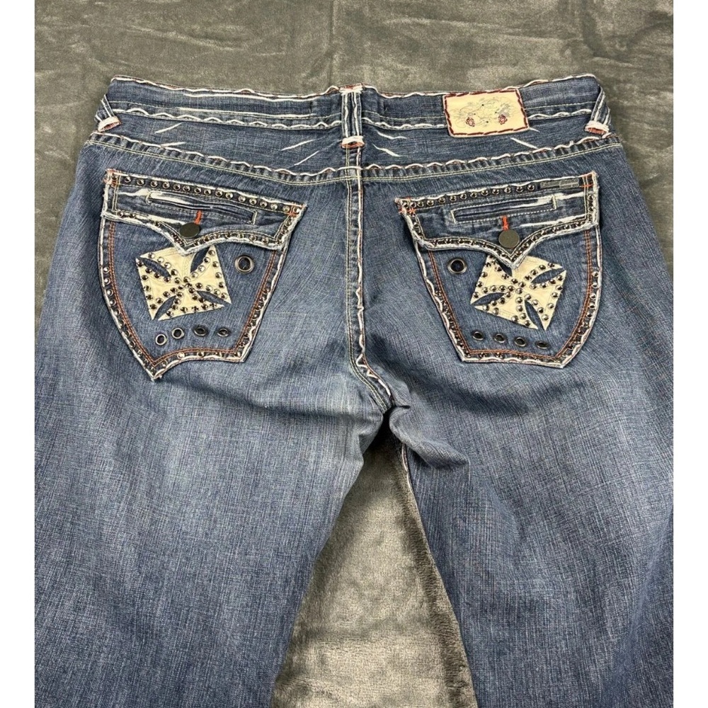 VTG Laguna Beach Jeans Men’s 40 Y2K Wide Leg Bling Light Wash Streetwear Blue